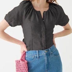 J.CREW  black LINEN top dress Shirt suit blouse BUTTON FRONT Size 18 NWOT